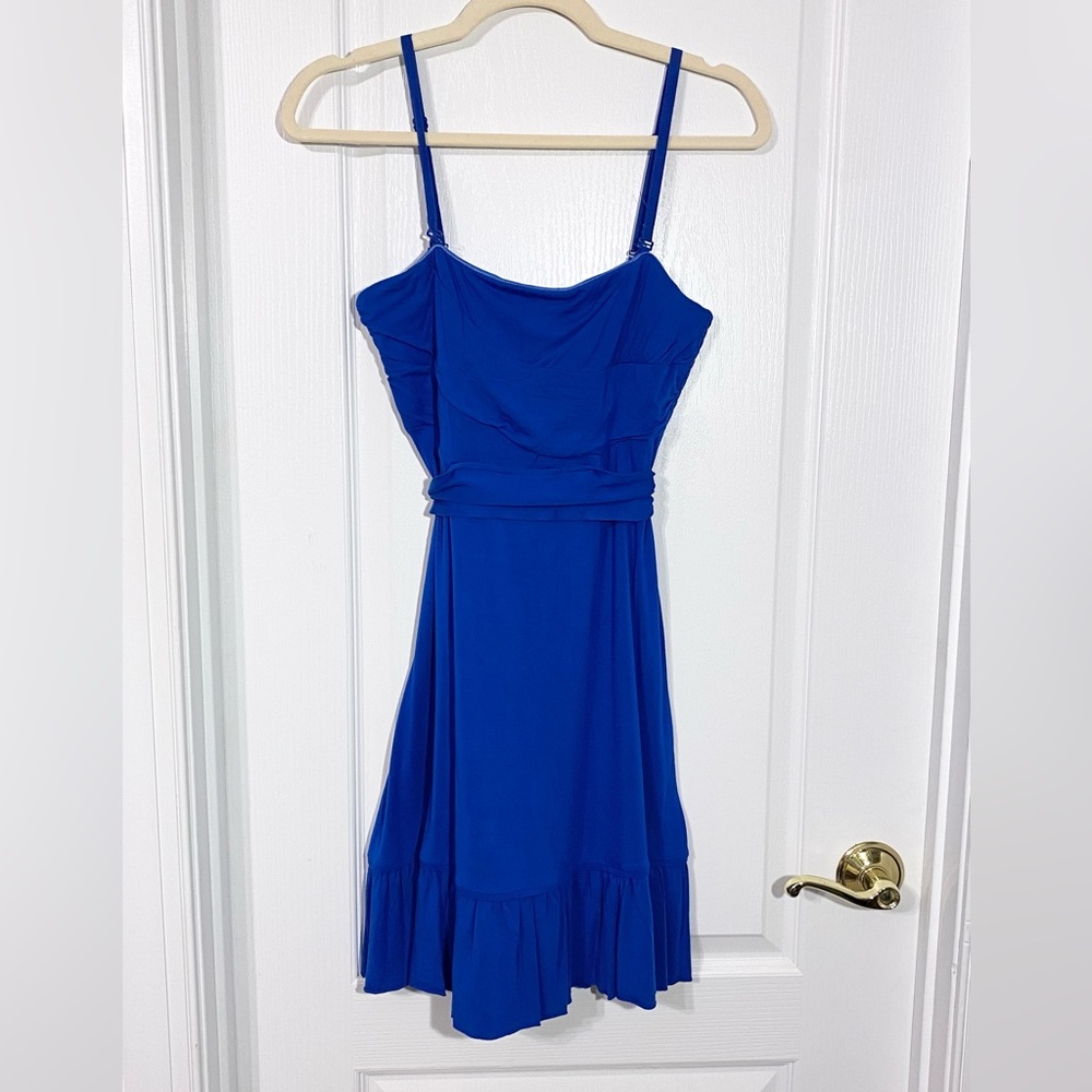 Y2K Free People Ruffle Hem Removable Strap Tie Sash Knit Sundress Blue Sz Small